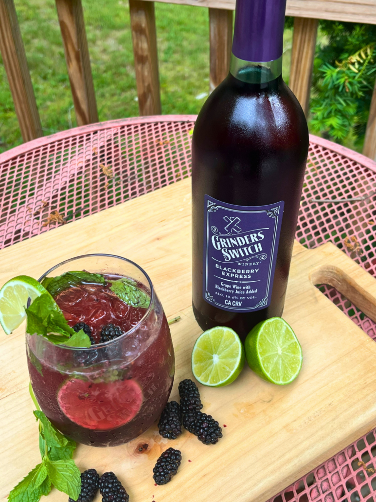 Blackberry Mojito Spritz with Grinder's Switch Winery Blackberry Express