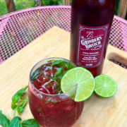 Strawberry basil bramble wine cocktail