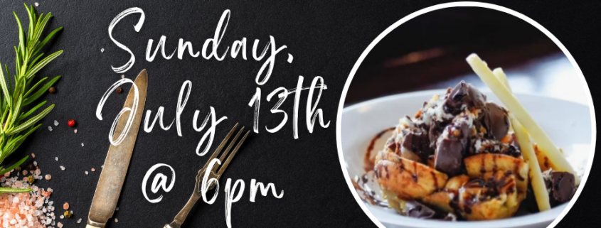 Chef dinner and wine pairing on Sunday, July 13th at 6pm at Grinder's Switch Winery in Centerville, Tennessee