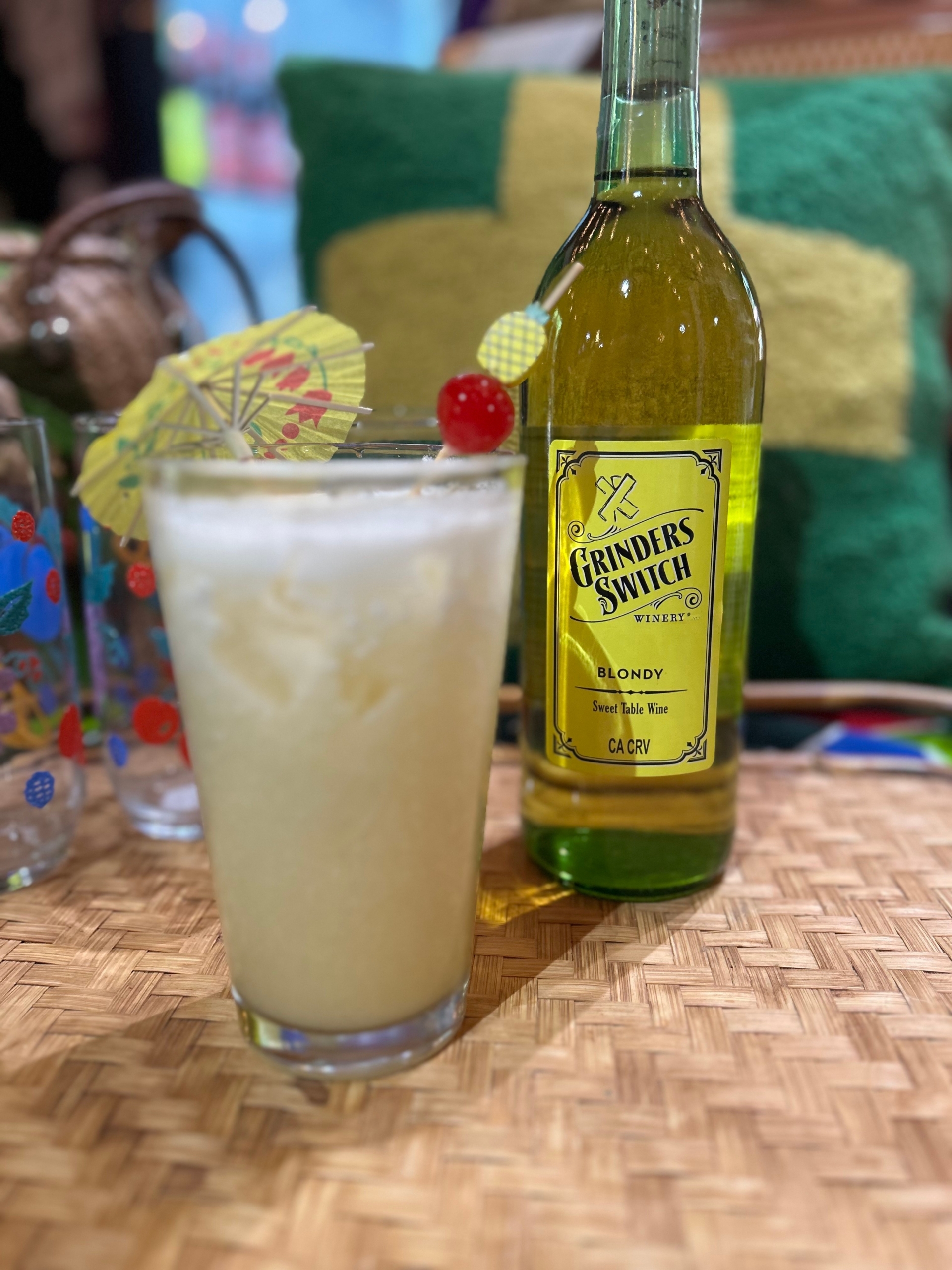 Pina Colada Wine Cocktail made with Grinder's Switch Winery Blondy wine