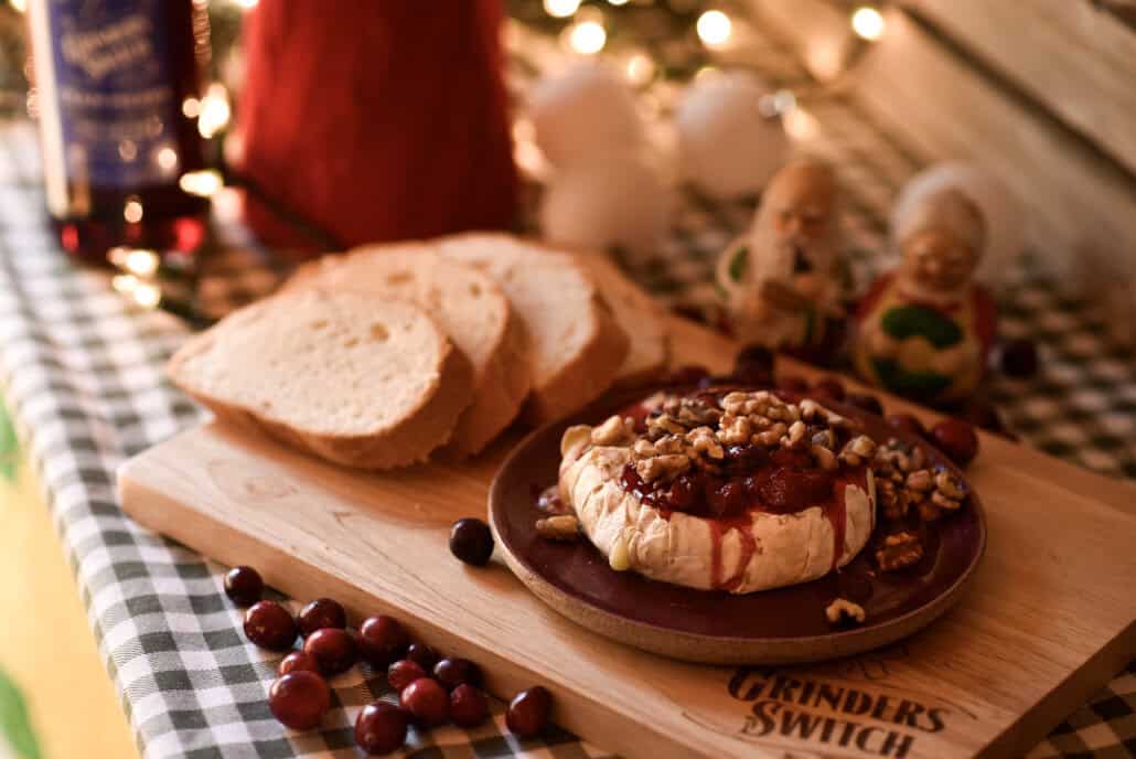 Baked Brie made with Grinder's Switch Winery Cran-Merry wine