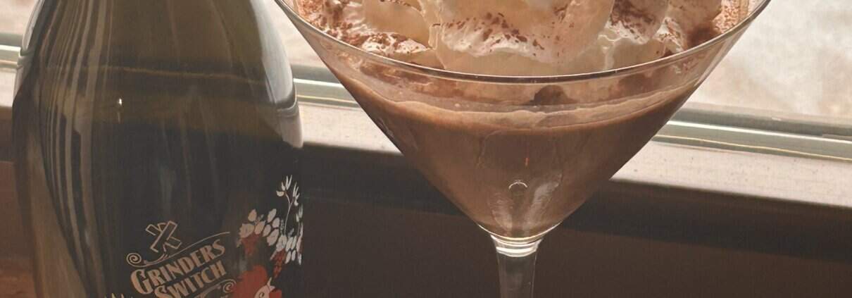 Sinful Sintra Chocolate Martini wine cocktail made with Grinder's Switch Winery port-style wine