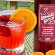 Strawberry Pomegranate Sangria made with Grinder's Switch Winery Cou Rouge