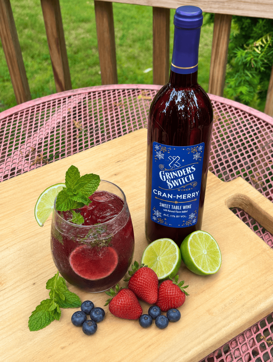 Berry Fizz wine cocktail with Grinder's Switch Winery Cran-Merry Wine